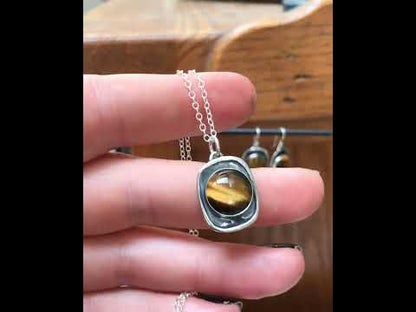Tiger's Eye Pendant Necklace on Adjustable Sterling Chain