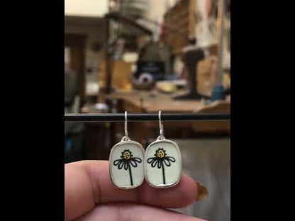 Sterling Silver and Enamel Wildflower Earrings