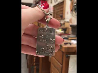 Pewter Oceans of Love Keychain
