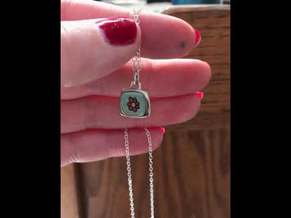 Dainty Pink Flower Necklace - Sterling Silver and Enamel Pastel Flower Necklace on Adjustable Chain