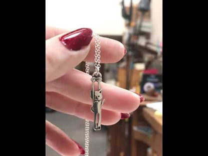 Little Hang In There Cat Charm Necklace - Sterling Cat Jewelry
