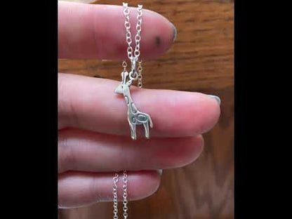 Sterling Silver Giraffe Charm Necklace on an Adjustable Chain