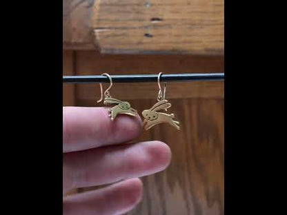 Gold Dipped Jumping Bunny Earrings