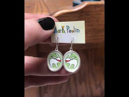 Sterling Silver Ninja Bunny Earrings: Enamel Dangles