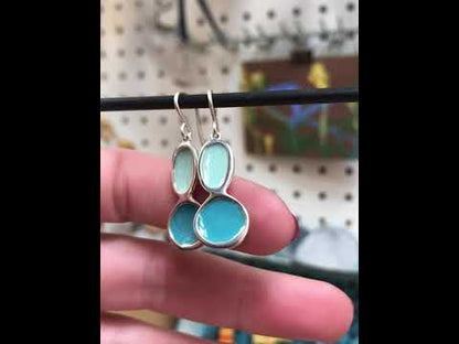 Modern Enamel Pebble Earring in Sapphire - Mid Century Modern Style Blue Earrings - Sterling Silver and Enamel Jewelry
