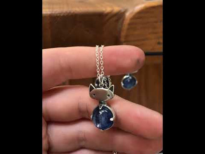 Prong Set Kyanite Cat Necklace in Sterling Silver