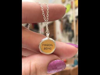 Sterling Silver Reversible Evil Eye Pendant with Quote Magical Being