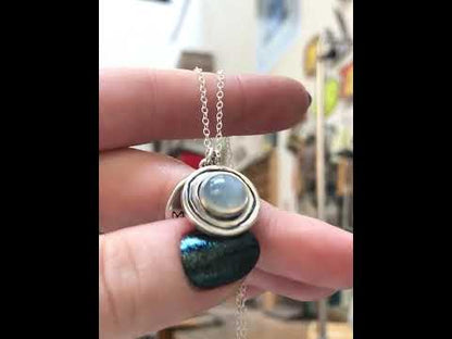 Sterling Silver Moonstone with Moon Charm Talisman Necklace