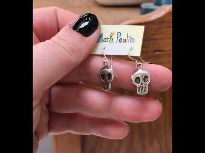 Sterling Silver Skull Earrings