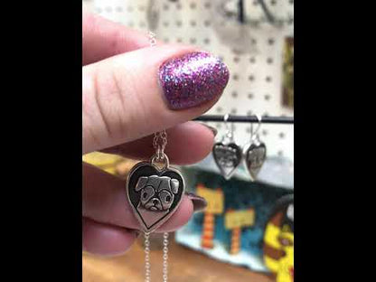 Sterling Silver Pug Charm Necklace on Adjustable Chain