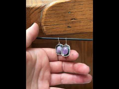 Lavender Amethyst Dangle Earrings in Oxidized Sterling Silver Settings