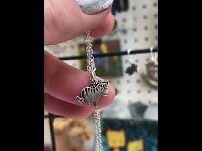 Tiny Sterling Silver Zebra Charm Necklace on Adjustable Sterling Silver Chain