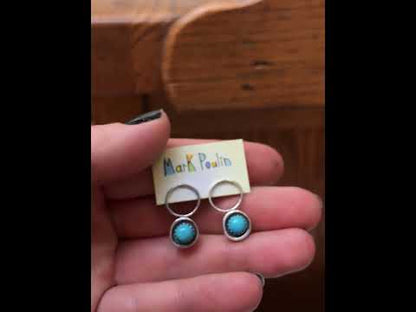 Modern Southwest Style Sterling and Turquoise Post Earrings
