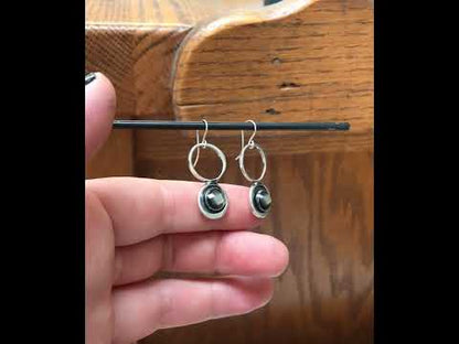 Sterling Silver and Mother of Pearl Dangle Earrings - Mid-Century Modern