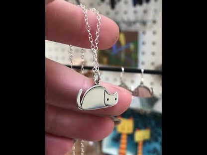 Sterling Silver Taco Cat Charm Necklace on Adjustable Chain