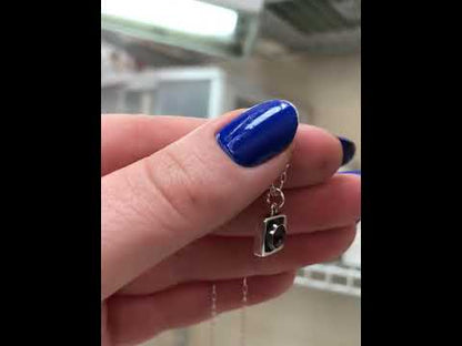 Sterling Silver Garnet Necklace - Tiny Modern Square Red Gemstone Pendant on Adjustable Sterling Chain