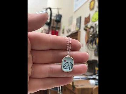Sterling Silver and Enamel Hedgehog Necklace