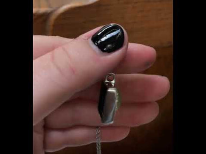 Large Prehnite Shadowbox Pendant on Adjustable Chain