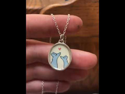 Coyote Family Necklace in Sterling Silver and Enamel