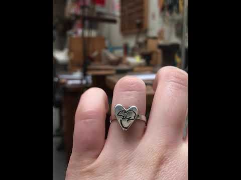 Sterling Silver Heart Rat Ring - Pet Rat Love Charm Ring – Mark