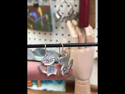 Sterling Silver Little Raccoon Earrings