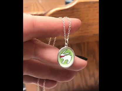 Sterling Silver Ninja Bunny Necklace: Enamel Pendant
