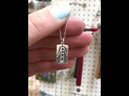 Sterling Silver Square Golden Gate Bridge Necklace