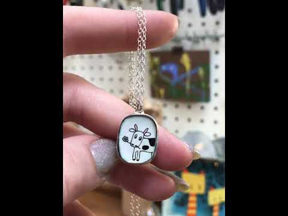 Sterling Silver Cow Charm Necklace on Adjustable Sterling Chain