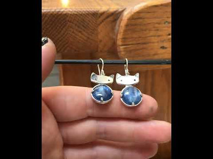 Prong Set Kyanite Cat Earrings in Sterling Silver