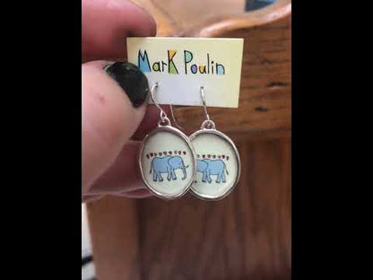 Sterling Silver and Enamel Elephant Love Earrings