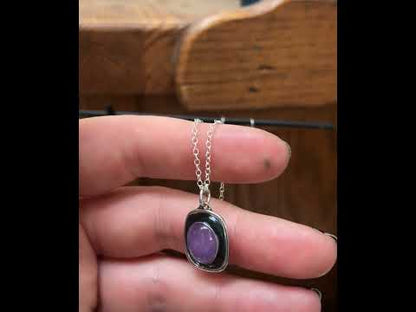Lavender Amethyst Pendant in an Oxidized Sterling Silver Setting