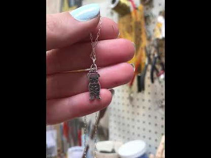 Little Honey Bear Charm Necklace in Sterling Silver