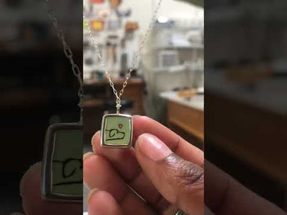 Reversible Sterling Silver and Enamel Happy Dog and Pointer Necklace