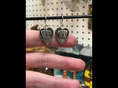 Sterling Silver Pug Charm Earrings on 925 Ear Wires