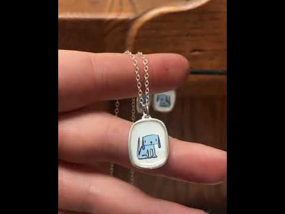 Droopy Dog Pendant - Sterling Silver and Enamel Necklace
