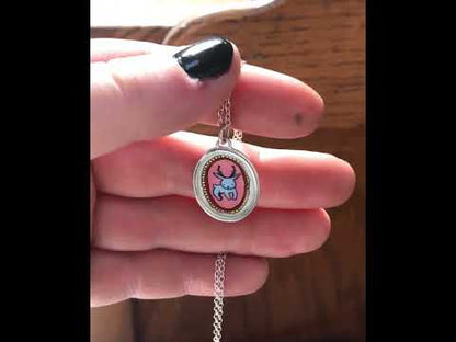 Jackalope Portrait Necklace - Sterling Silver and Enamel Pendant on Adjustable Sterling Chain