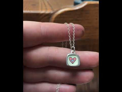 Dainty Cat Heart Necklace - Sterling Silver and Enamel Pendant on Adjustable Chain