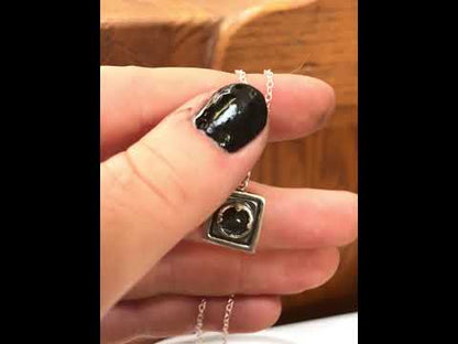 Rustic Square Prong Set Labradorite Pendant Necklace on Adjustable Chain