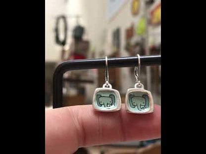 Tiny Elephant Earrings - Enamel and Sterling Silver Baby Elephant Earrings