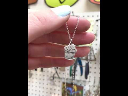 Sterling Silver Cupcake Charm Necklace on an Adjustable Chain