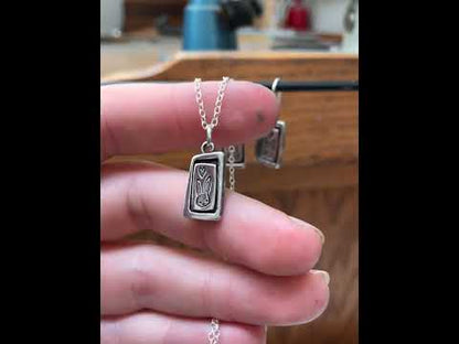 Bunny Charm Necklace - Sterling Silver Pendant on Adjustable Chain - Bunny Rabbit and Heart Necklace