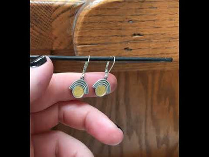 Sterling Silver and 24k Gold Art Deco Style Earrings on Lever Back Ear Wires
