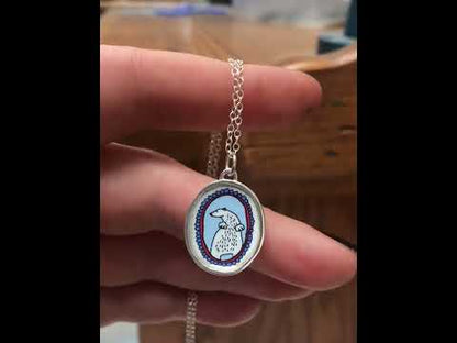 Polar Bear Portrait Pendant in Sterling Silver and Enamel