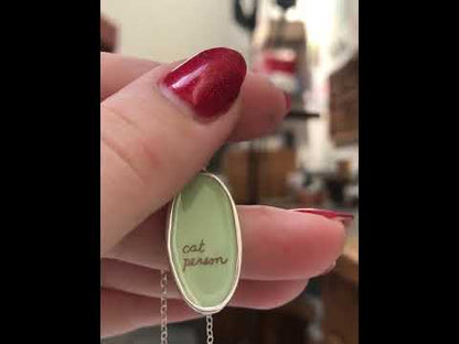 Sterling Silver Reversible Cat Charm Necklace - Unique Cat Person Gift on Adjustable Chain