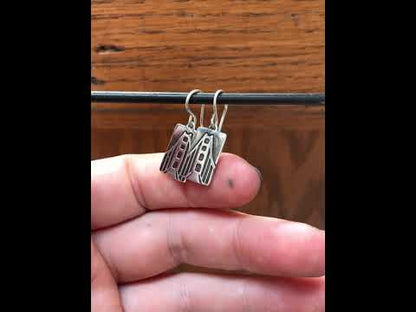 Sterling Silver Square Golden Gate Bridge Earrings