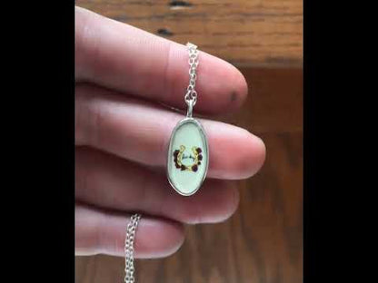 Reversible Oval Lucky Horse Necklace - Sterling Silver and Enamel Horse Pendant on Adjustable Chain