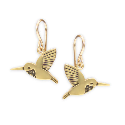 Gold Dipped Tiny Hummingbird Earrings