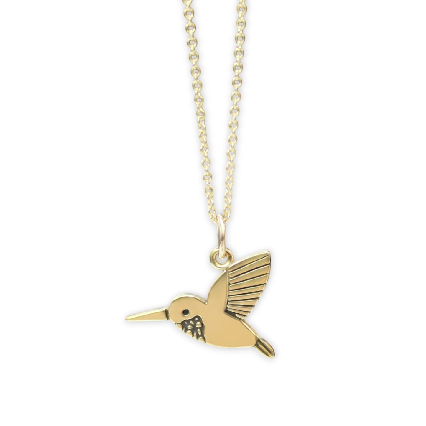 Gold Dipped Tiny Hummingbird Charm Necklace