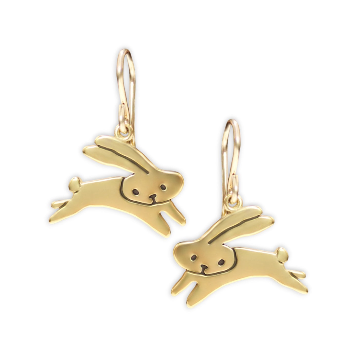 Gold Dipped Jumping Bunny Earrings