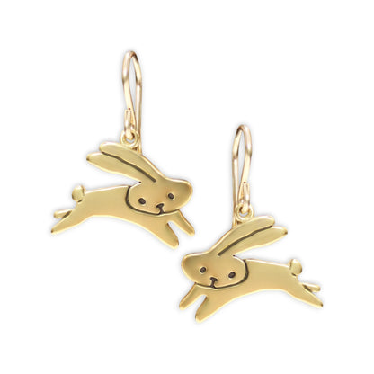 Gold Dipped Jumping Bunny Earrings